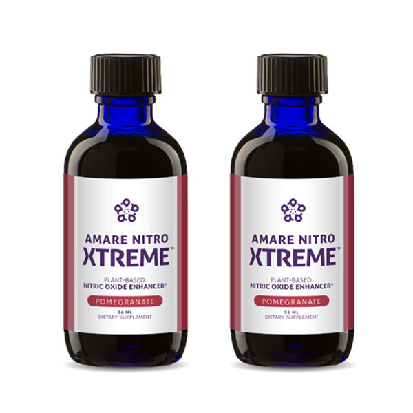 Amare Nitro Xtreme 2-Pack (formerly Kyani Nitro Xtreme) product packaging. 2 Bottles of 56ml plant-based nitric oxide enhancers.