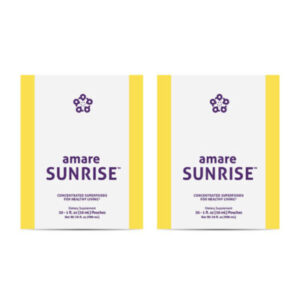 Amare Sunrise 2 pack product packaging, formerly known as Kyani Sunrise, containing 30 antioxidant superfood packets with essential vitamins and minerals.