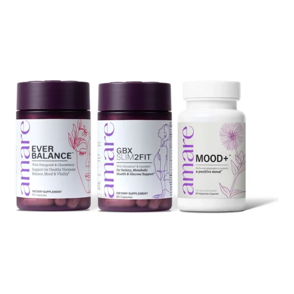 Amare Happy Hormones Pack (Ever Balance, Mood+ & GBX Slim2Fit) product packaging