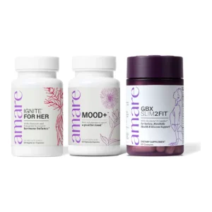 Amare Happy Hormones Pack (Ignite for HER, Mood+ & GBX Slim2Fit) product packaging